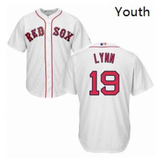 Youth Majestic Boston Red Sox 19 Fred Lynn Replica White Home Cool Base MLB Jersey